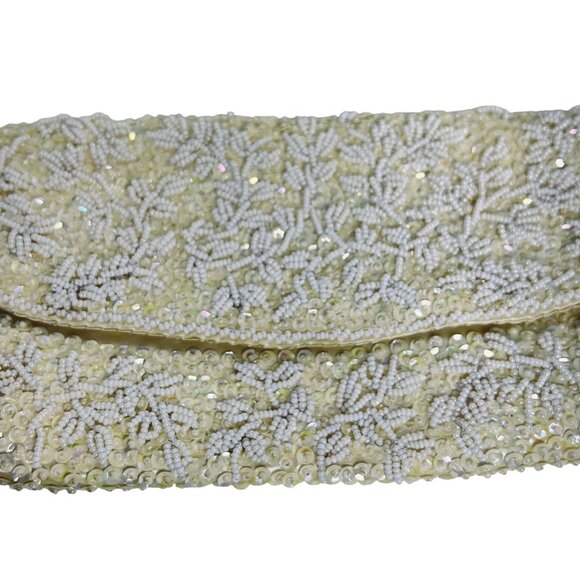 La Regale Ltd Ivory Beaded & Sequined Evening Bag Made In Hong Kong (5907) - Picture 3 of 15